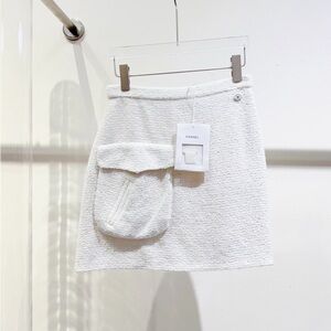 CHANEL White Textured Mini Skirt